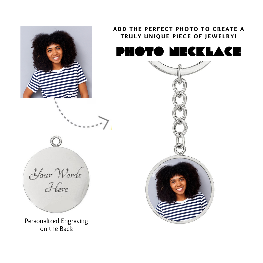 Photo Circle Keychain, Custom Photo Circle Keychain, Personalized Picture Circle Keychain, Engraved Photo Round Pendant, Custom Gift for Her