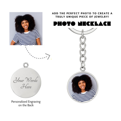 Photo Circle Keychain, Custom Photo Circle Keychain, Personalized Picture Circle Keychain, Engraved Photo Round Pendant, Custom Gift for Her