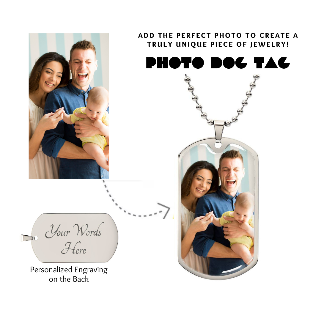 Photo Dog Tag Necklace, Custom Picture Dog Tag Necklace, Military Dog tag, Men Engraved Necklace, Graphic Dog tag, Personalized Gift for him