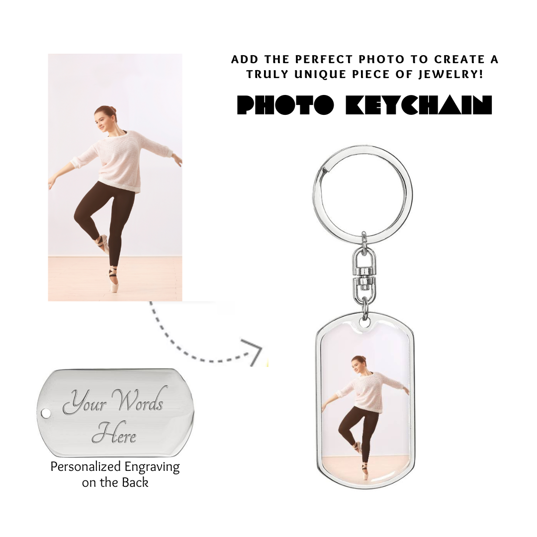 Photo Dog Tag Swivel Keychain, Custom Picture Dog Tag Keychain, Personalized Keychain for him, Engraved Keychain, Military Dog-tag Keychain