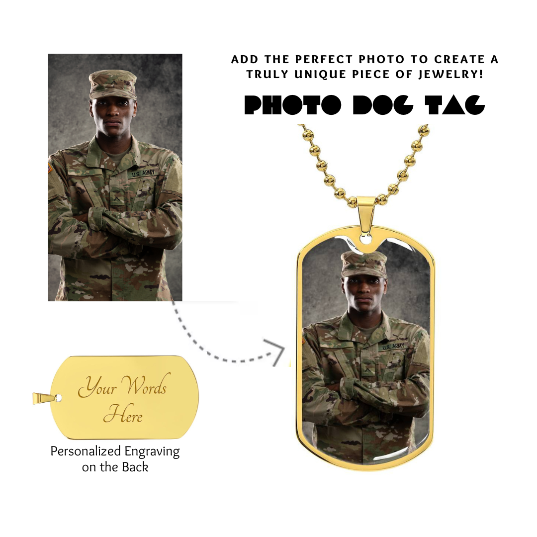 Photo Dog Tag Necklace, Custom Picture Dog Tag Necklace, Military Dog tag, Men Engraved Necklace, Graphic Dog tag, Personalized Gift for him