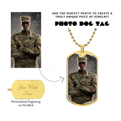 Photo Dog Tag Necklace, Custom Picture Dog Tag Necklace, Military Dog tag, Men Engraved Necklace, Graphic Dog tag, Personalized Gift for him