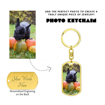 Photo Dog Tag Swivel Keychain, Custom Picture Dog Tag Keychain, Personalized Keychain for him, Engraved Keychain, Military Dog-tag Keychain