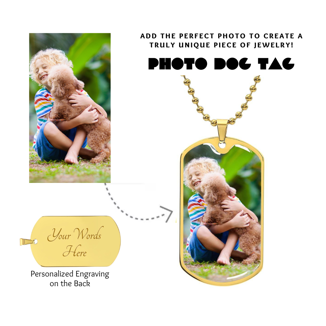Photo Dog Tag Necklace, Custom Picture Dog Tag Necklace, Military Dog tag, Men Engraved Necklace, Graphic Dog tag, Personalized Gift for him