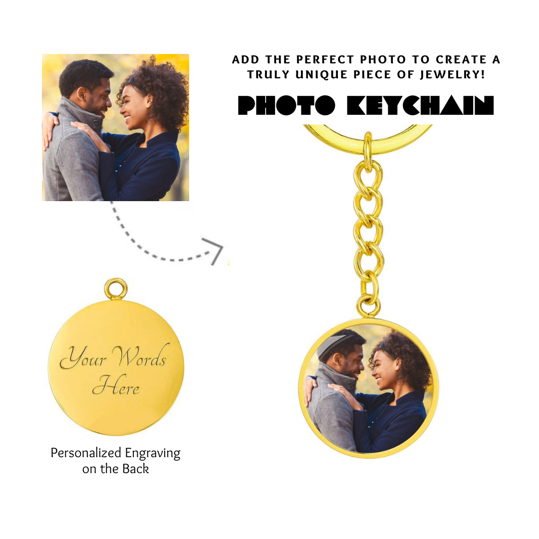 Photo Circle Keychain, Custom Photo Circle Keychain, Personalized Picture Circle Keychain, Engraved Photo Round Pendant, Custom Gift for Her
