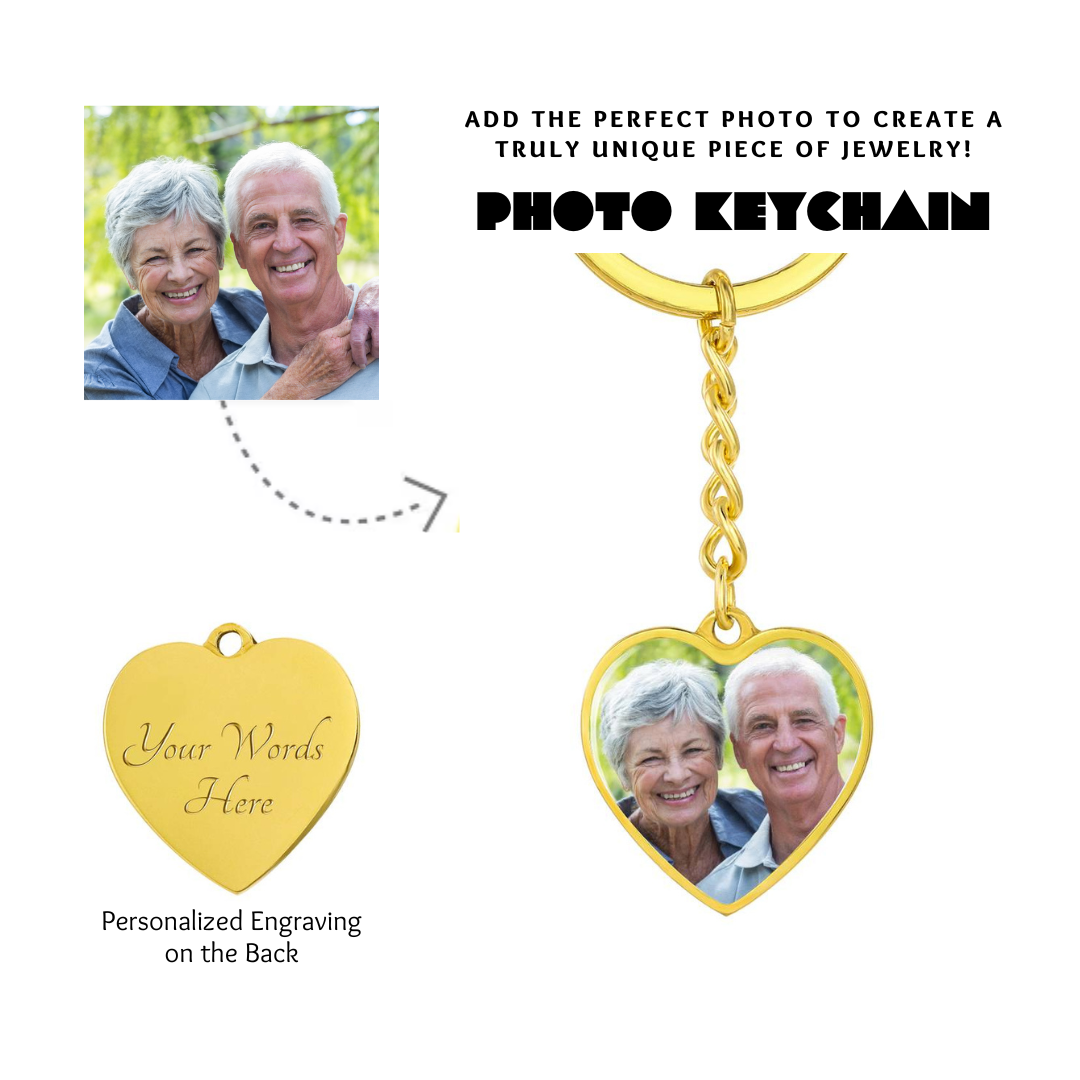 Photo Heart Keychain, Custom Photo Heart Keychain, Personalized Picture Heart Keychain, Engraved Photo Heart Pendant, Custom Gift for Her, Valentine Gift