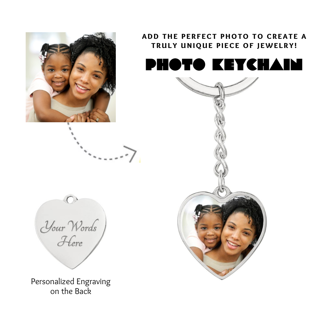 Photo Heart Keychain, Custom Photo Heart Keychain, Personalized Picture Heart Keychain, Engraved Photo Heart Pendant, Custom Gift for Her, Valentine Gift