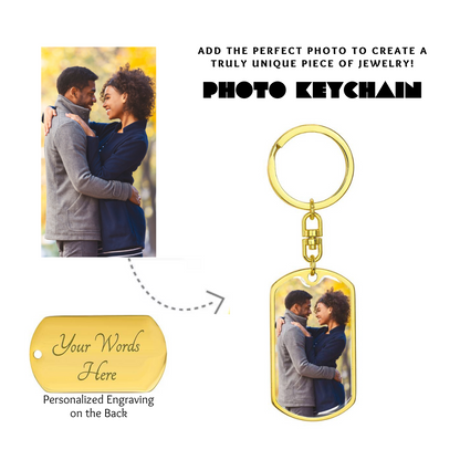 Photo Dog Tag Swivel Keychain, Custom Picture Dog Tag Keychain, Personalized Keychain for him, Engraved Keychain, Military Dog-tag Keychain