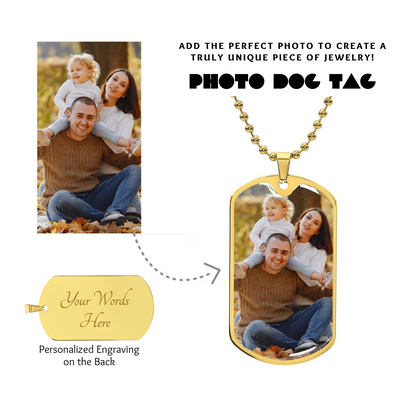 Photo Dog Tag Necklace, Custom Picture Dog Tag Necklace, Military Dog tag, Men Engraved Necklace, Graphic Dog tag, Personalized Gift for him