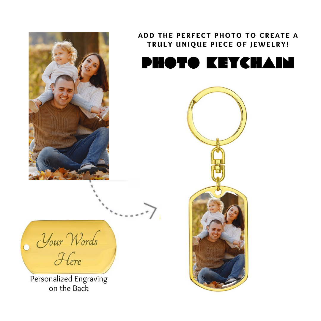 Photo Dog Tag Swivel Keychain, Custom Picture Dog Tag Keychain, Personalized Keychain for him, Engraved Keychain, Military Dog-tag Keychain