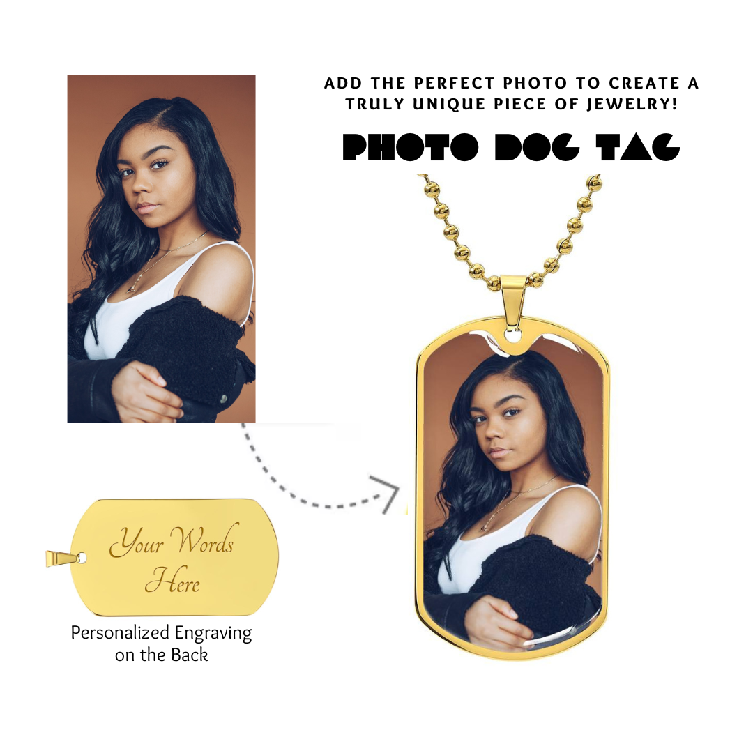 Photo Dog Tag Necklace, Custom Picture Dog Tag Necklace, Military Dog tag, Men Engraved Necklace, Graphic Dog tag, Personalized Gift for him