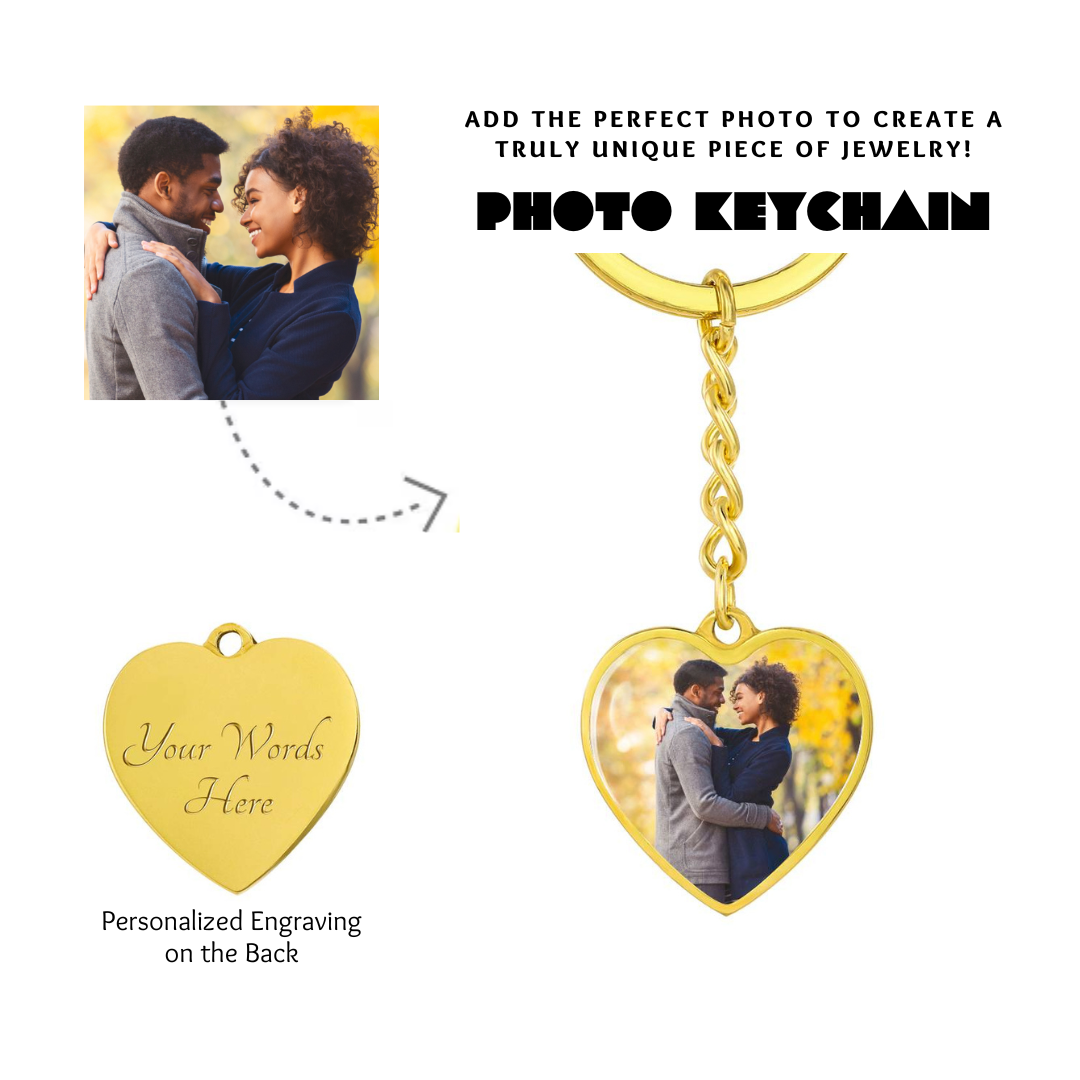 Photo Heart Keychain, Custom Photo Heart Keychain, Personalized Picture Heart Keychain, Engraved Photo Heart Pendant, Custom Gift for Her, Valentine Gift