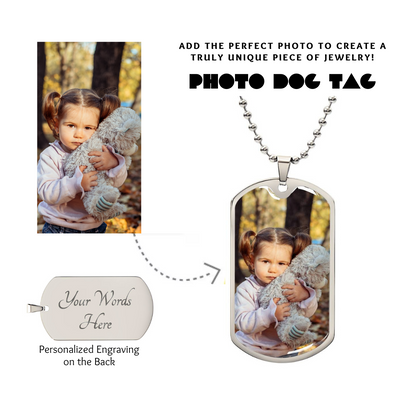Photo Dog Tag Necklace, Custom Picture Dog Tag Necklace, Military Dog tag, Men Engraved Necklace, Graphic Dog tag, Personalized Gift for him