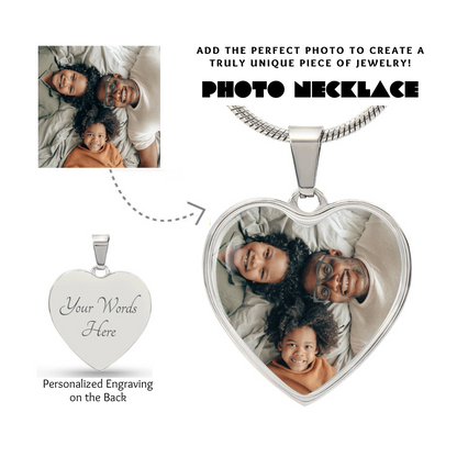 Photo Heart Necklace, Custom Picture Heart Necklace, Photo Pendant, Women Engraved Necklace, Custom Heart Pendant, Personalized gift for her, Keepsake Necklace Jewelry