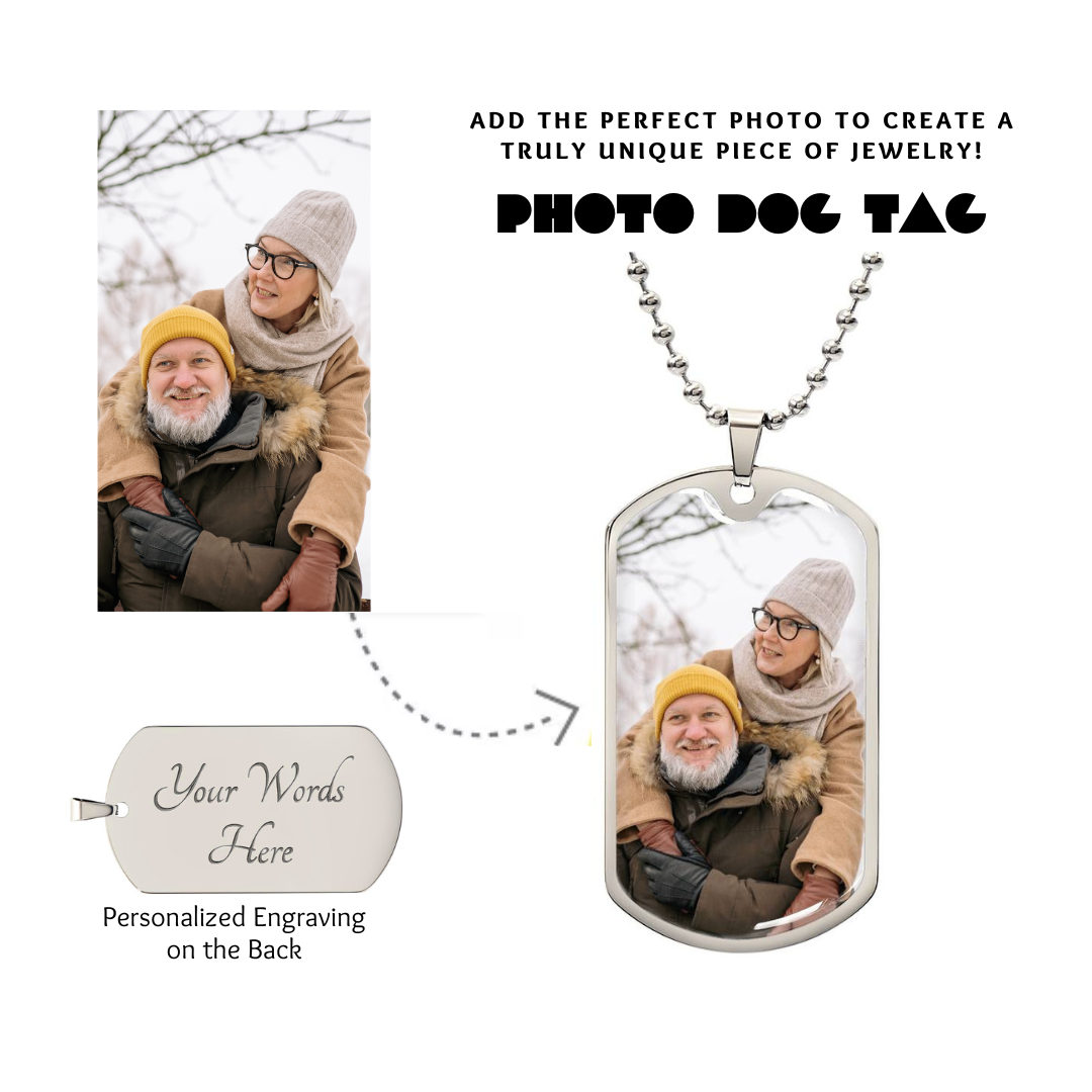 Photo Dog Tag Necklace, Custom Picture Dog Tag Necklace, Military Dog tag, Men Engraved Necklace, Graphic Dog tag, Personalized Gift for him