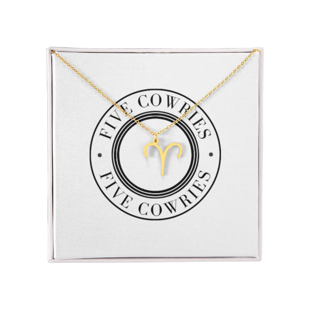 Aries Zodiac Name Necklace. Handcrafted with care, this piece is made from durable stainless steel and optionally dipped in 18k yellow gold and features her unique astrological sign.