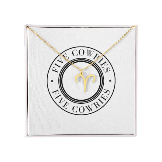 Aries Zodiac Name Necklace. Handcrafted with care, this piece is made from durable stainless steel and optionally dipped in 18k yellow gold and features her unique astrological sign.
