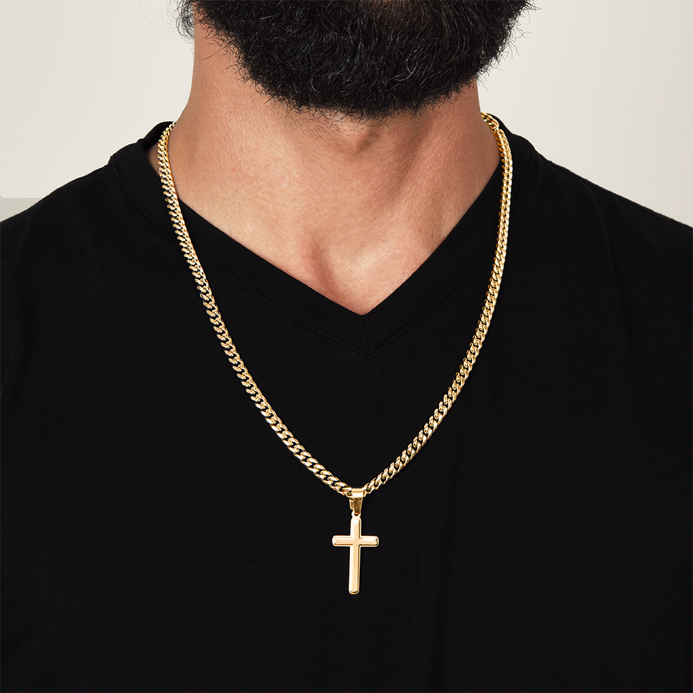 Artisan Cross Pendant with Cuban Link Chain