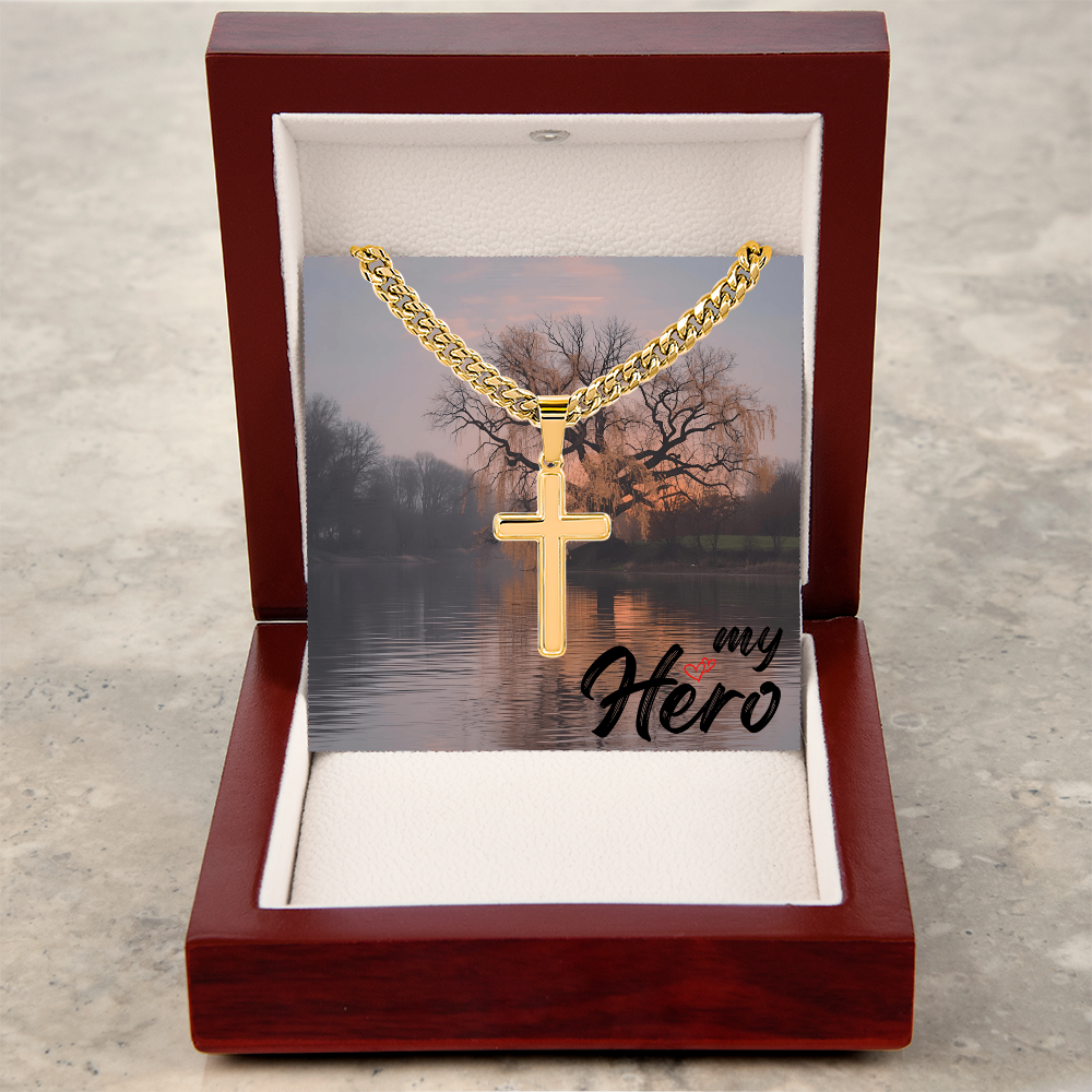 Artisan Cross Pendant with Cuban Link Chain