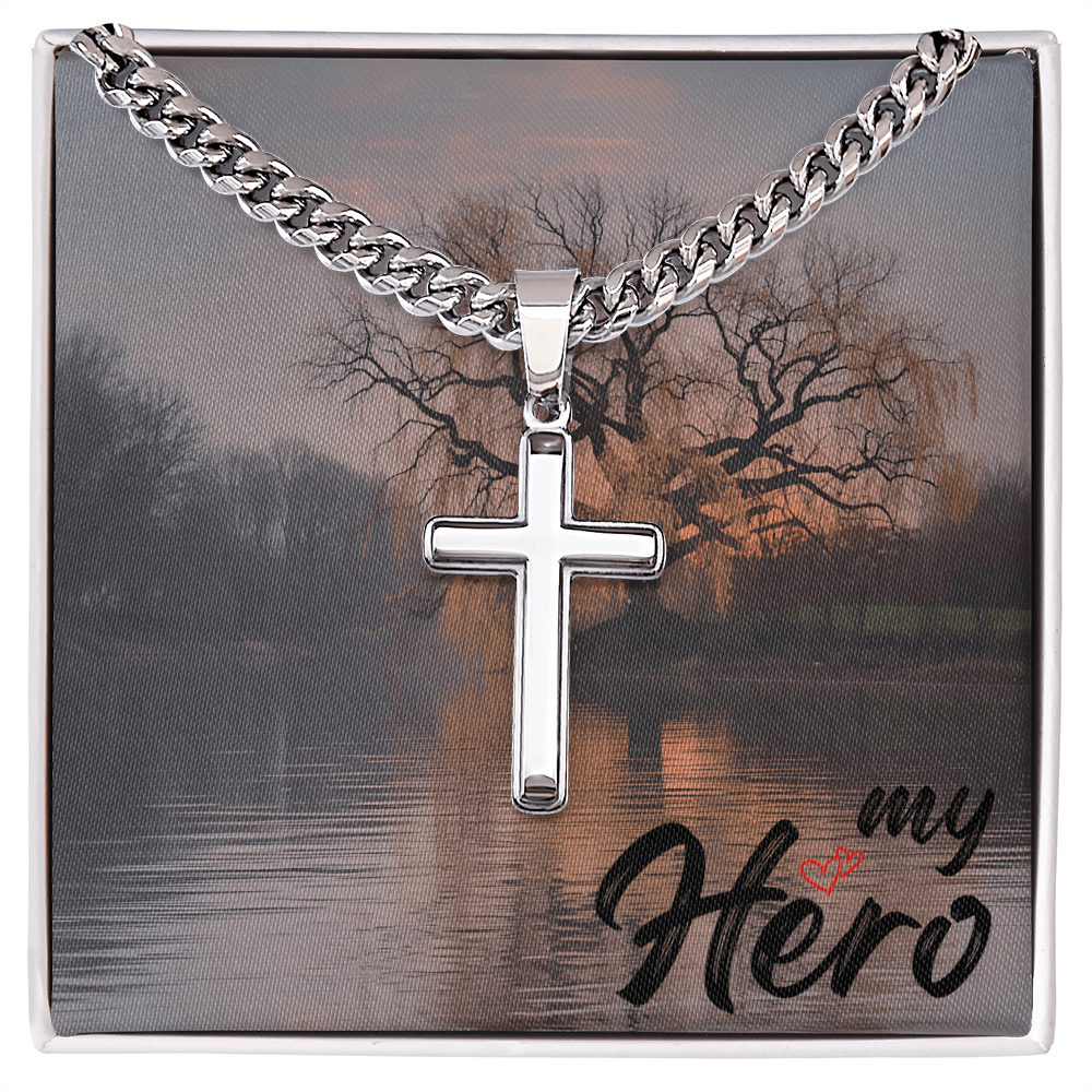 Artisan Cross Pendant with Cuban Link Chain