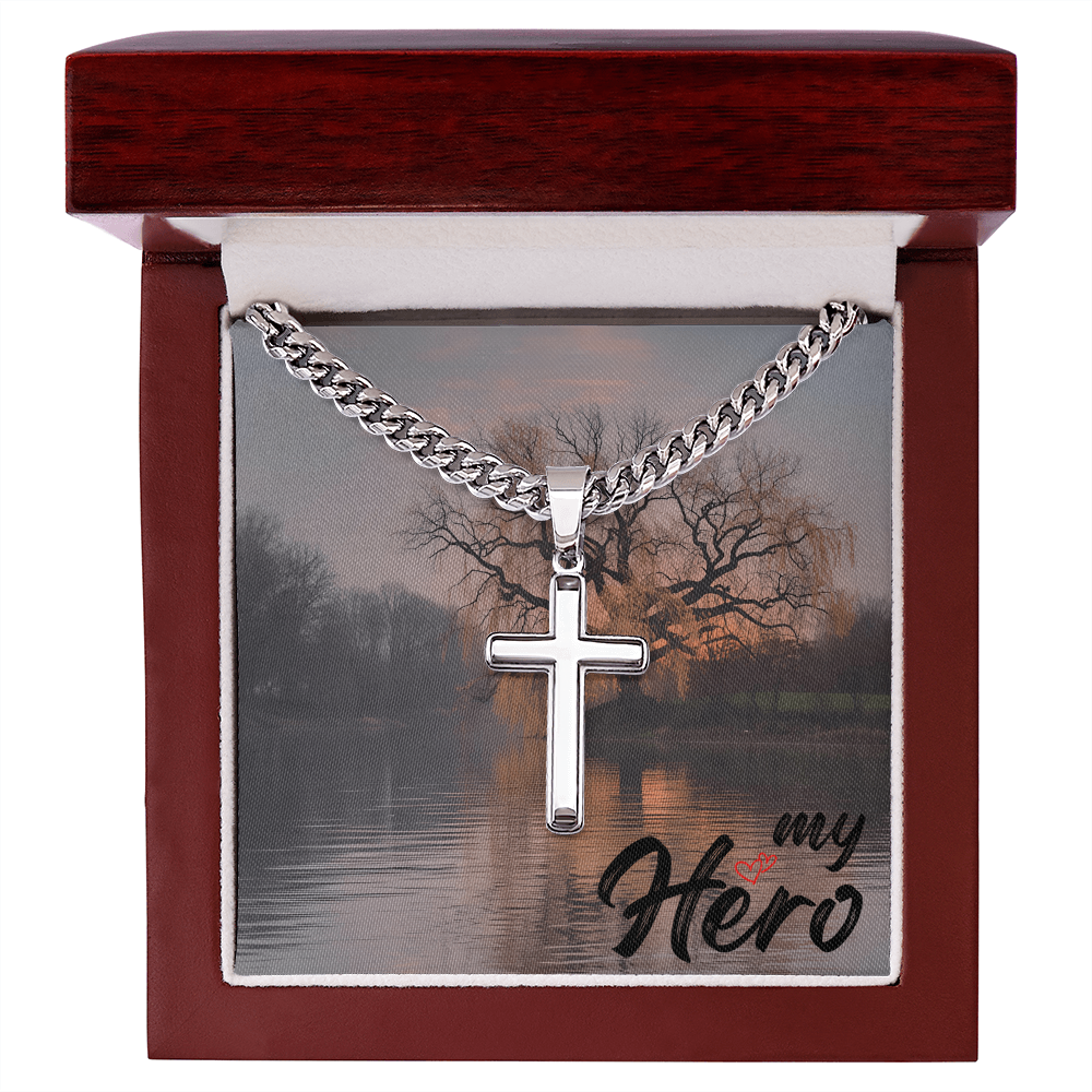 Artisan Cross Pendant with Cuban Link Chain