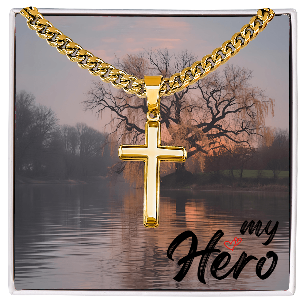 Artisan Cross Pendant with Cuban Link Chain