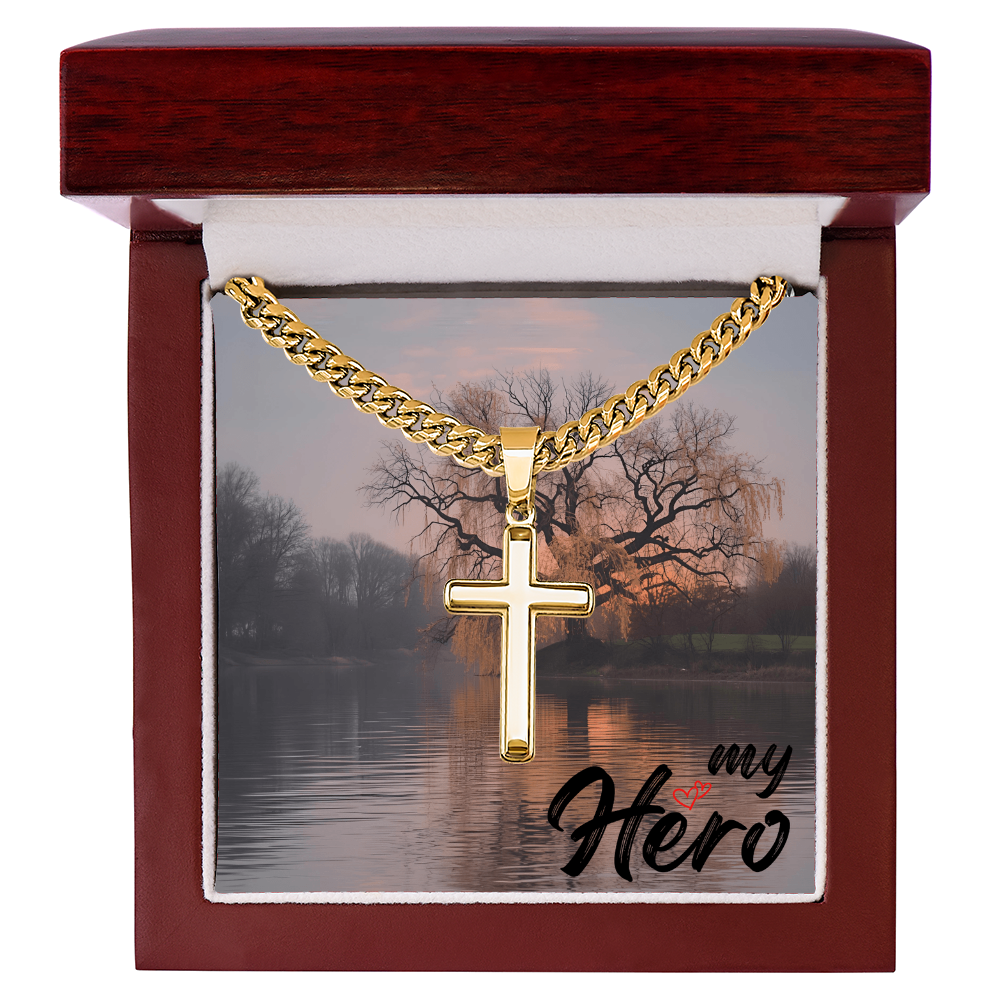 Artisan Cross Pendant with Cuban Link Chain