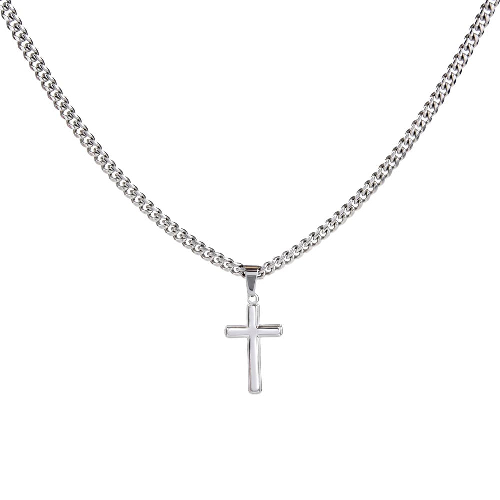 Artisan Cross Pendant with Cuban Link Chain