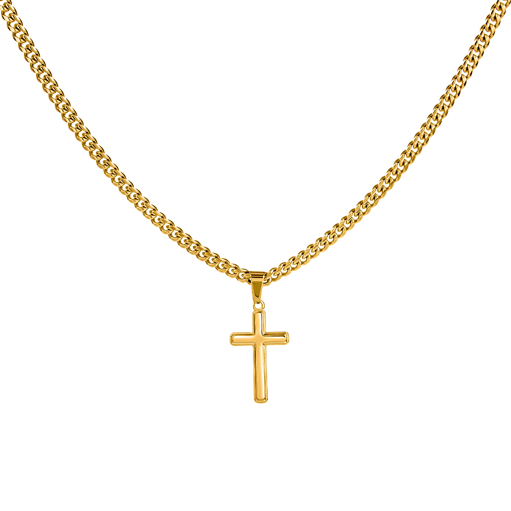 Artisan Cross Pendant with Cuban Link Chain