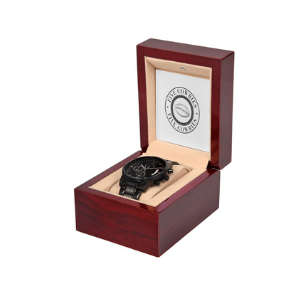 A personalized gift that can withstand constant use, this Customizable Engraved Black Chronograph Watch is the perfect gift for all the special men in your life. A thoughtful groomsmen gift, an anniversary memento, or a long-lasting keepsake for Father’s Day - it's a versatile piece sure to warm hearts and create smiles.