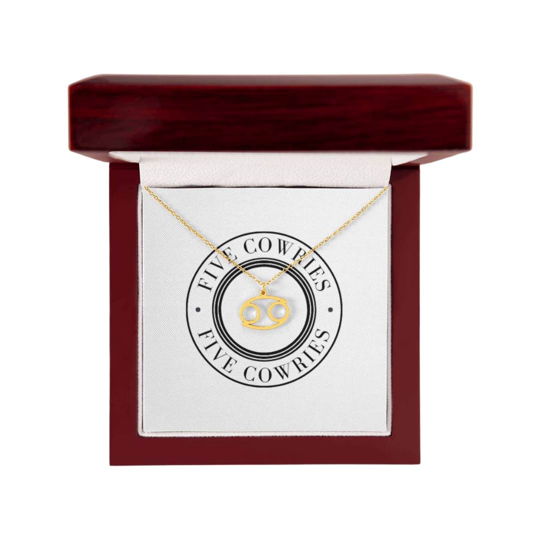 Cancer Zodiac Name Necklace. Handcrafted with care, this piece is made from durable stainless steel and optionally dipped in 18k yellow gold and features her unique astrological sign.