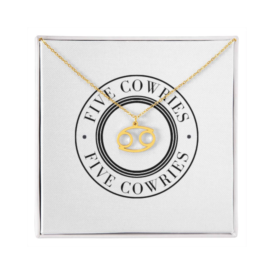 Cancer Zodiac Name Necklace. Handcrafted with care, this piece is made from durable stainless steel and optionally dipped in 18k yellow gold and features her unique astrological sign.