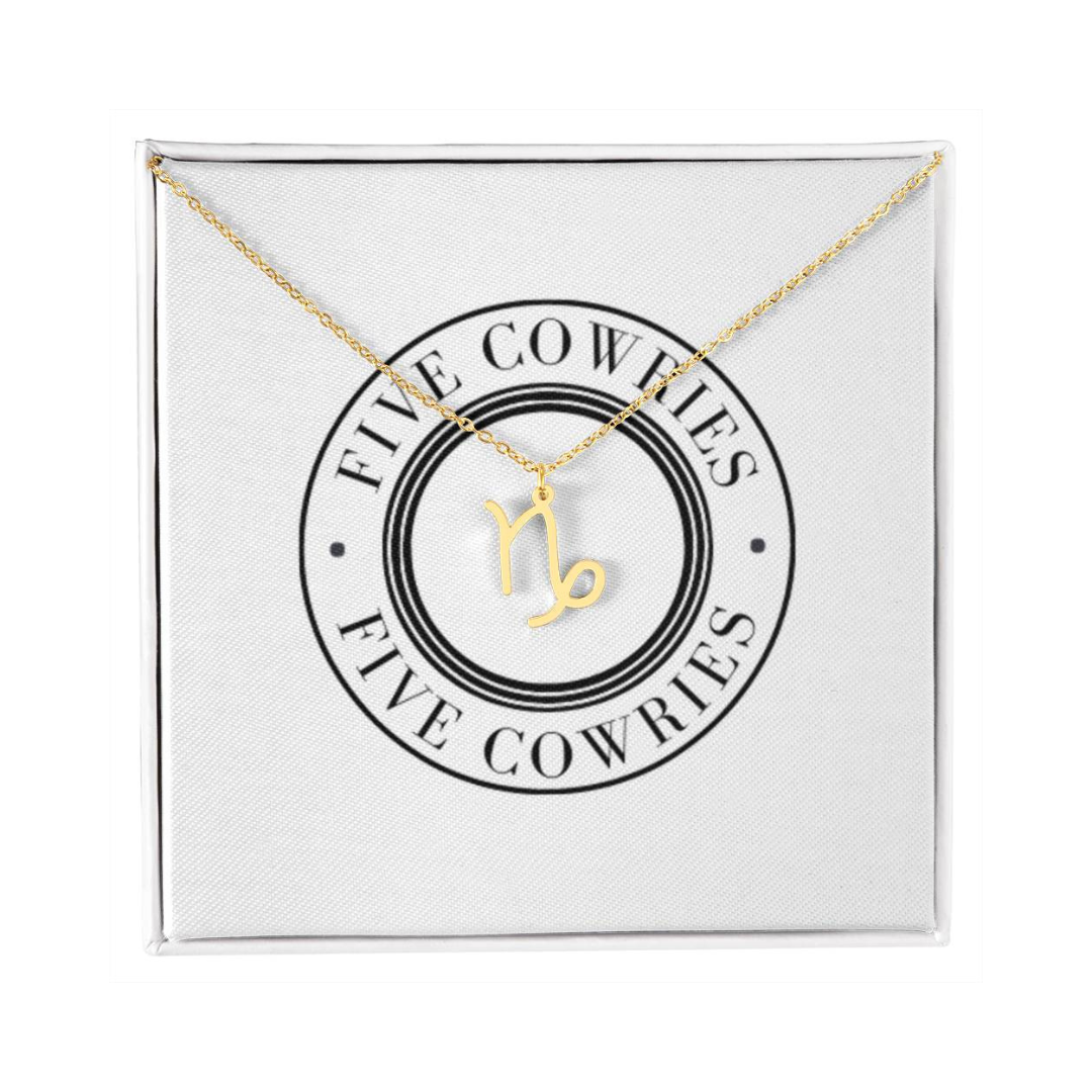 Capricorn Zodiac Name Necklace. Handcrafted with care, this piece is made from durable stainless steel and optionally dipped in 18k yellow gold and features her unique astrological sign.
