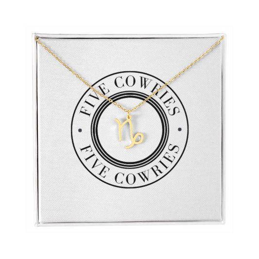 Capricorn Zodiac Name Necklace. Handcrafted with care, this piece is made from durable stainless steel and optionally dipped in 18k yellow gold and features her unique astrological sign.