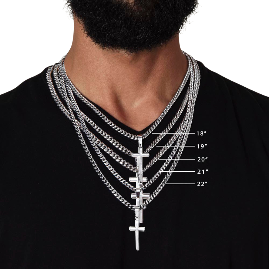 Cross Pendant With Cuban Link Chain Necklace, Men Cross Stainless Steel Jewelry, Artisan Crafted Birthday Gift for him, Valentine Gift