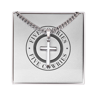 Cross Pendant With Cuban Link Chain Necklace, Men Cross Stainless Steel Jewelry, Artisan Crafted Birthday Gift for him, Valentine Gift