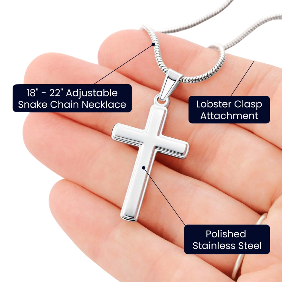 Personalized Cross Pendant With Snake Chain Necklace, Unisex Cross Stainless Steel Jewelry, Engraved Birthday Gift for him, Valentine Gift