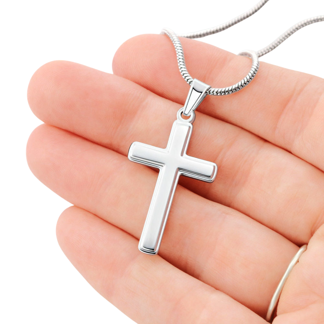 Personalized Cross Pendant With Snake Chain Necklace, Unisex Cross Stainless Steel Jewelry, Engraved Birthday Gift for him, Valentine Gift