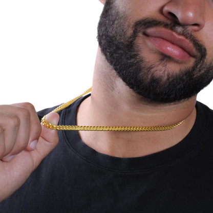 Cuban Link Necklace, 14K Yellow Gold Finish Cuban Link Chain, Men's Necklace, Stainless Steel Necklace, Silver Chain, Birthday Gift for him