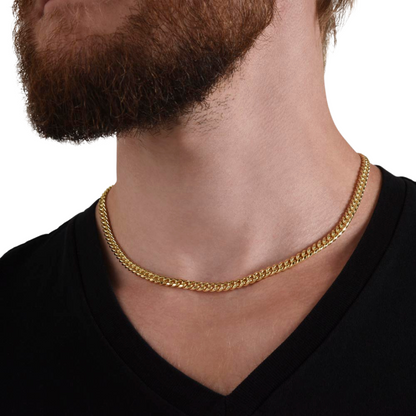 Cuban Link Necklace, 14K Yellow Gold Finish Cuban Link Chain, Men's Necklace, Stainless Steel Necklace, Silver Chain, Birthday Gift for him