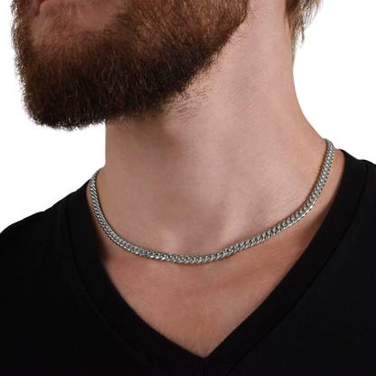 Cuban Link Necklace, 14K Yellow Gold Finish Cuban Link Chain, Men's Necklace, Stainless Steel Necklace, Silver Chain, Birthday Gift for him