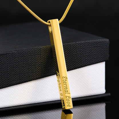 Custom Engraved 4-Sided Stick Necklace