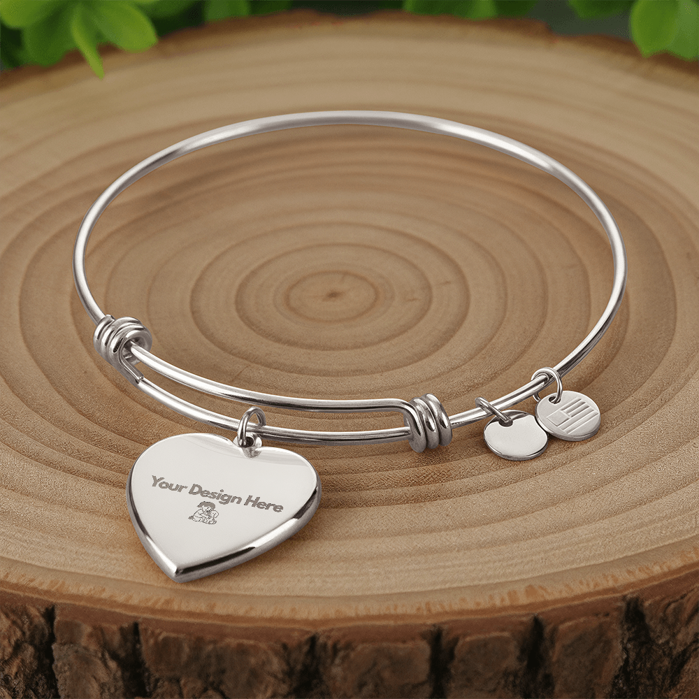 Custom Engraved Luxury Heart Bangle