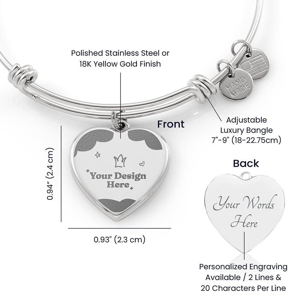 Custom Engraved Luxury Heart Bangle