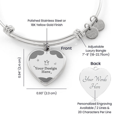 Custom Engraved Luxury Heart Bangle