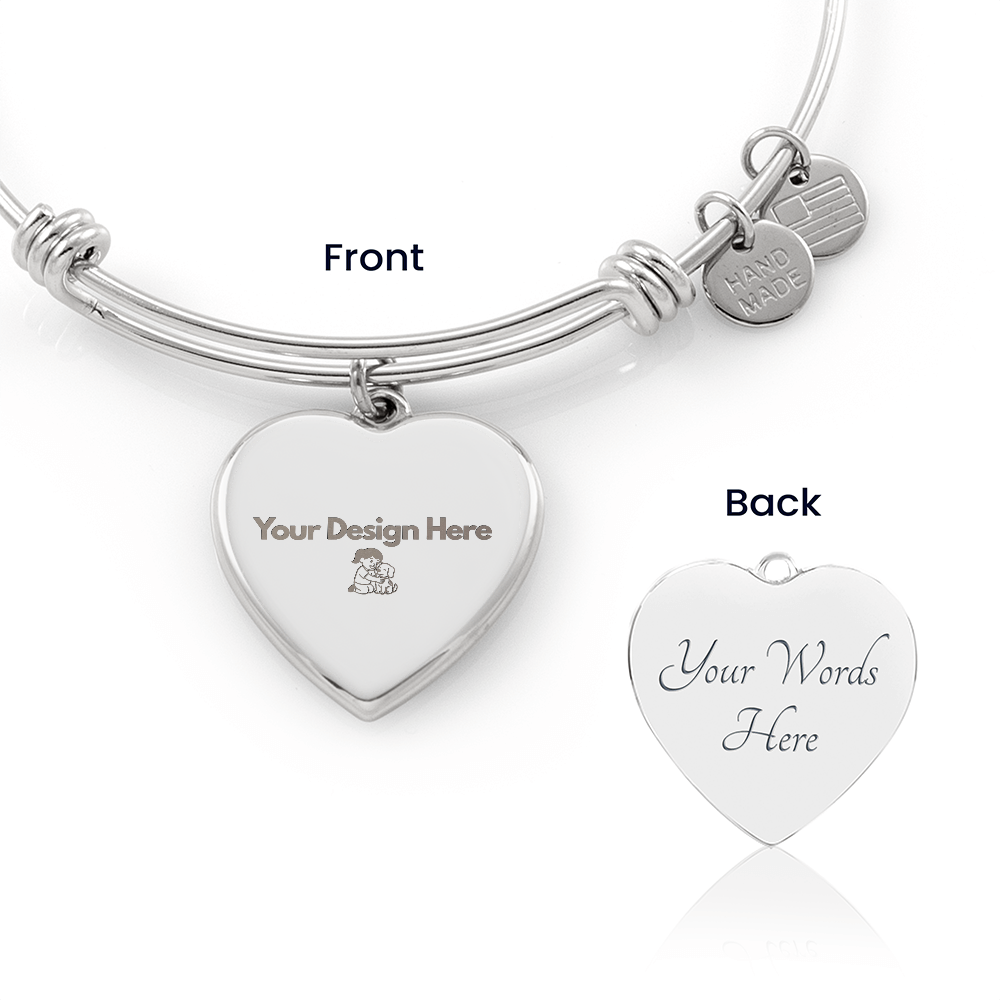 Custom Engraved Luxury Heart Bangle