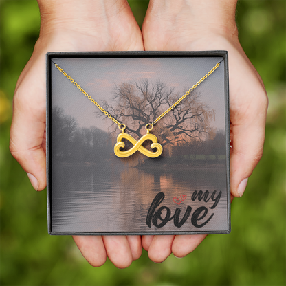 Celebrate your everlasting love and express your affection with our Endless Love Necklace that says "I'll love you till the end of time." Artisan-crafted in either a 14k white gold finish or an 18k yellow gold finish, this heart-shaped infinity symbol is hand-polished to showcase its magnificent shine.