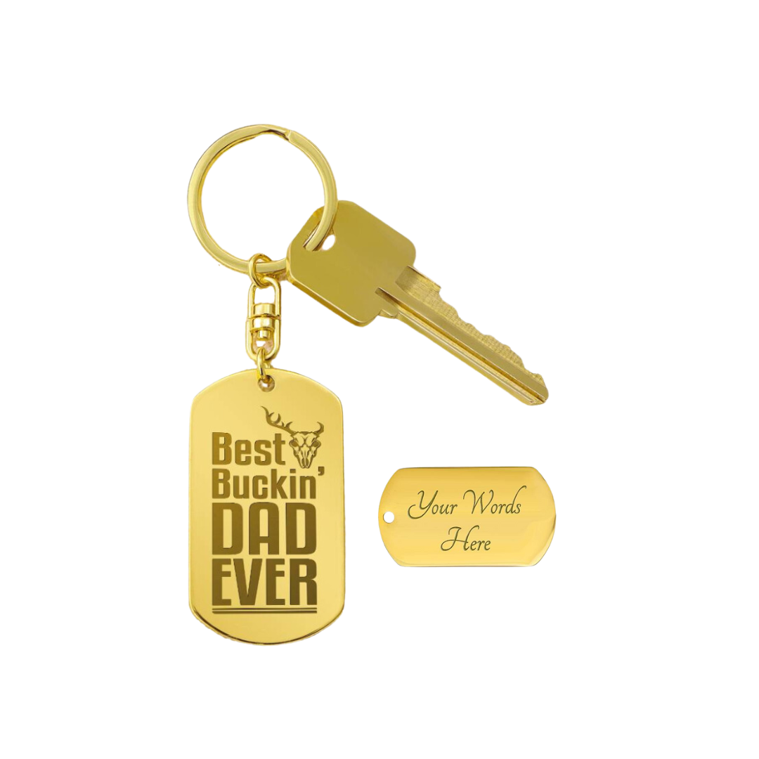 Create a unique keepsake with our Engraved Dog Tag Keychain. This high-quality stainless steel piece can be customized on the back in a scripted font, with 2 lines of text, up to 20 characters each.