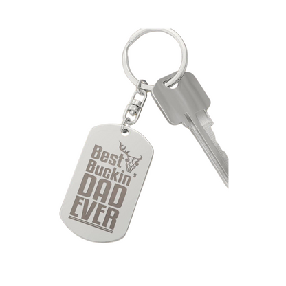 Create a unique keepsake with our Engraved Dog Tag Keychain. This high-quality stainless steel piece can be customized on the back in a scripted font, with 2 lines of text, up to 20 characters each.