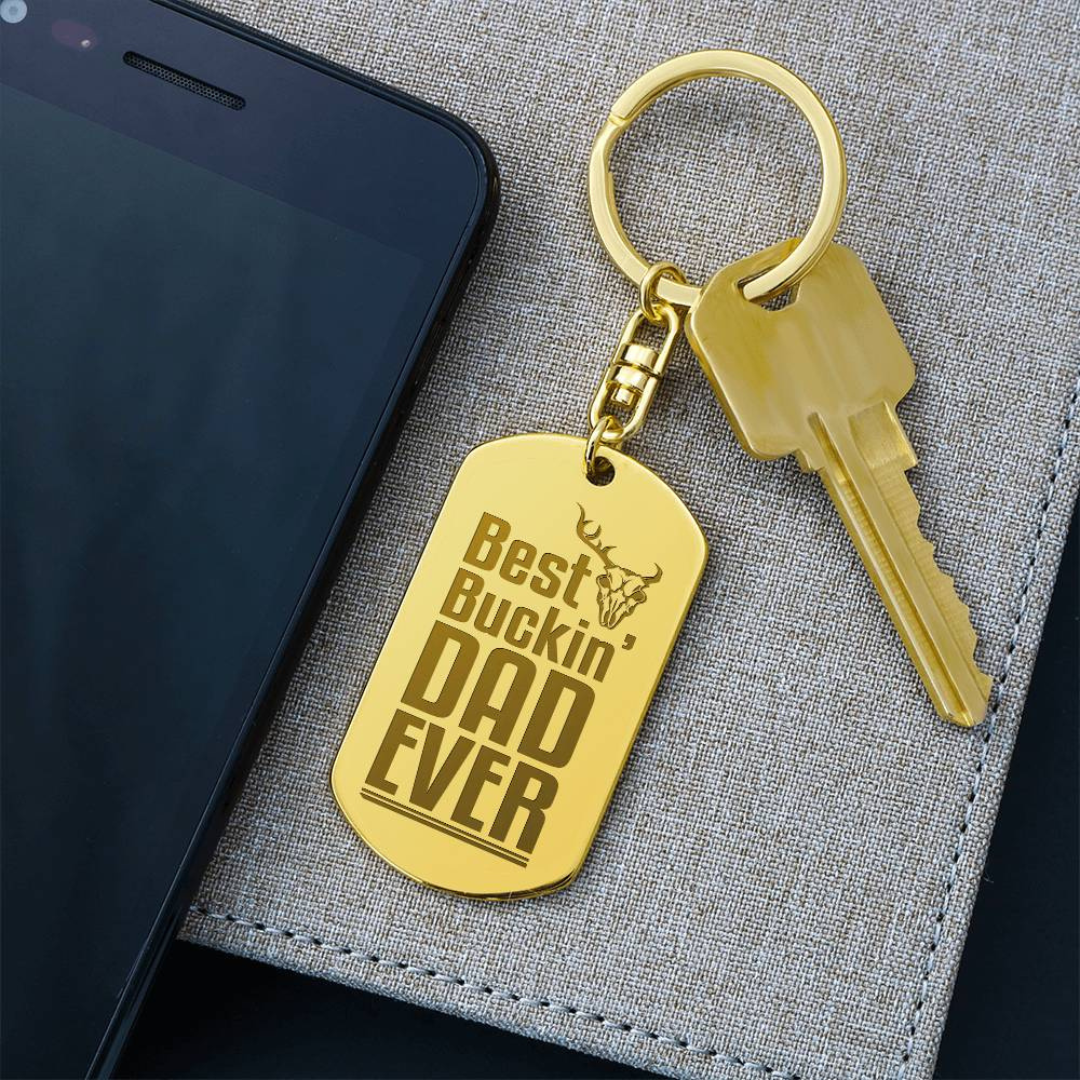 Create a unique keepsake with our Engraved Dog Tag Keychain. This high-quality stainless steel piece can be customized on the back in a scripted font, with 2 lines of text, up to 20 characters each.